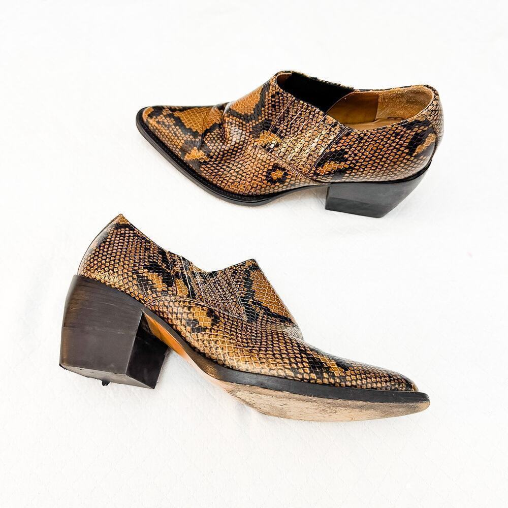 Chloe Rylee Python Embossed Leather Booties Shoes Size 41 Italy - Picture 5 of 5